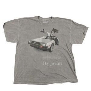 DMC DeLorean Shirt Mens 2XL Gray Sports Car Graphic Tee Retro Style Tagless Soft
